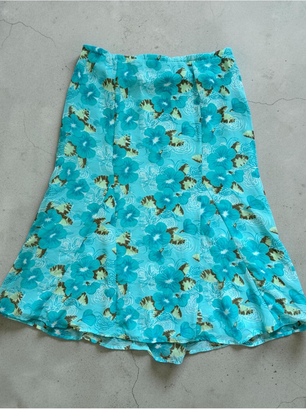 Turquoise Floral A-Line Midi Skirt Croft & Barrow